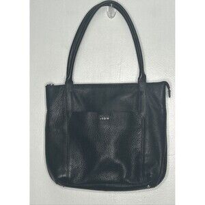 Lodis Large Pebbled Leather Shoulder Zip Tote Bag Purse Black Lagenlook
